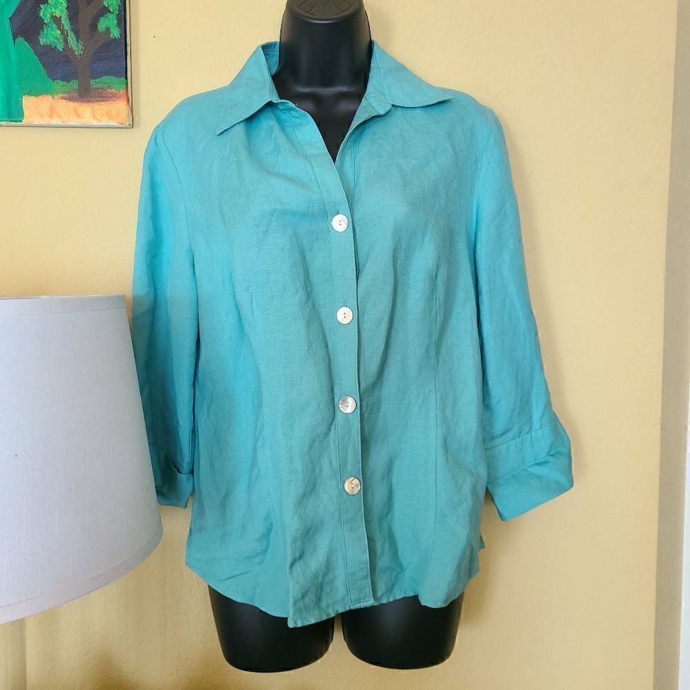 East 5th Linen Blend Button Up Top